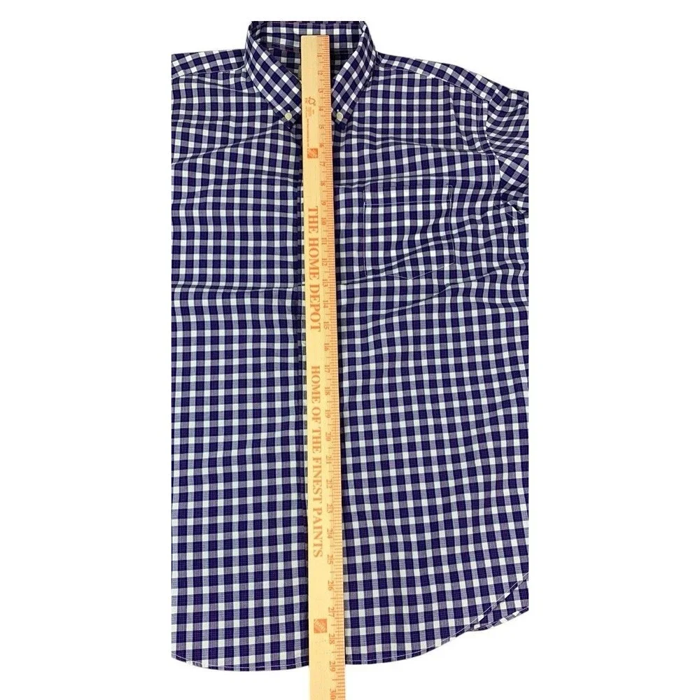 J Crew Long Sleeve Button Up Shirt Lightweight Cotton, Purple Plaid, Mens Large